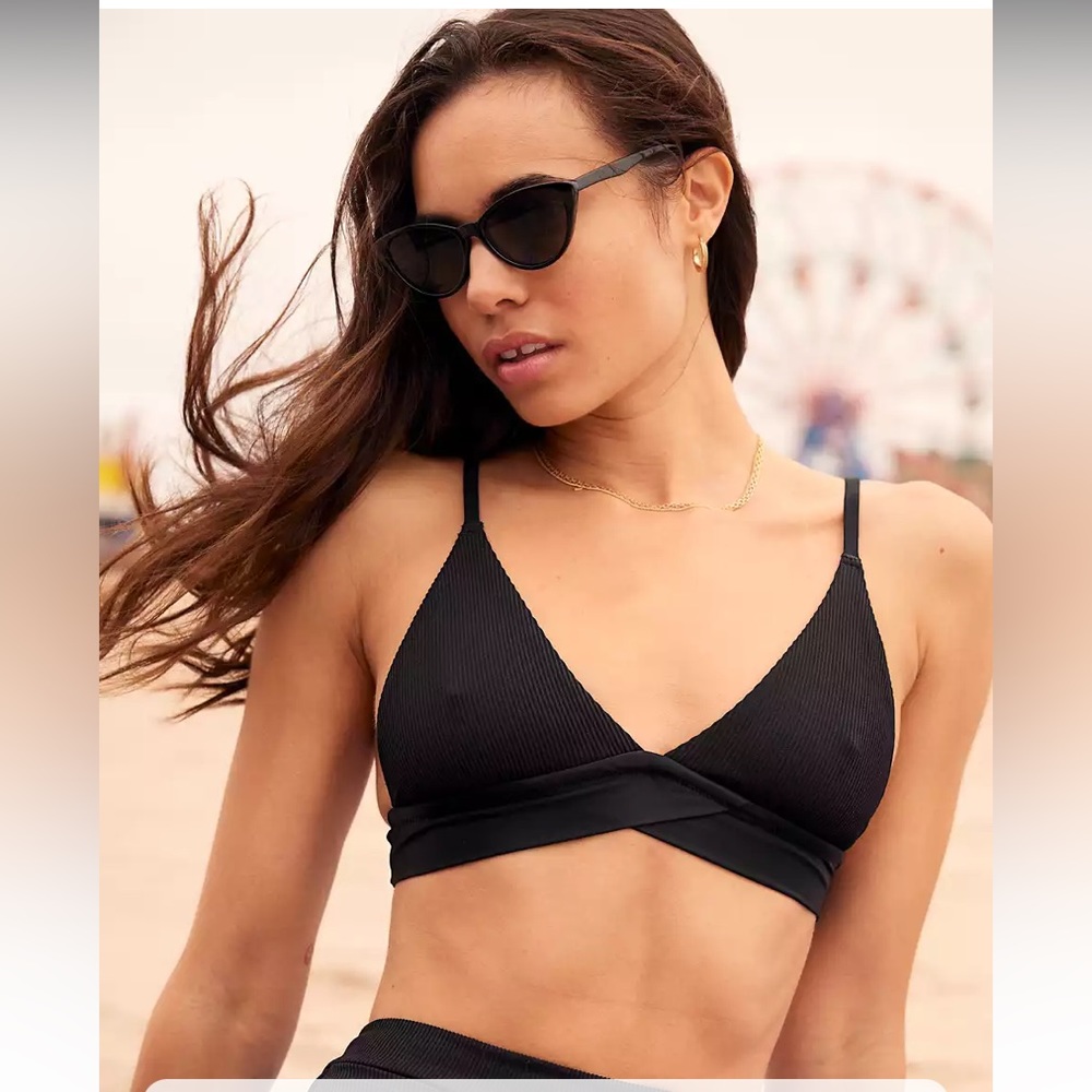 Aerie Ribbed Mix Crossover Triangle Bikini Top